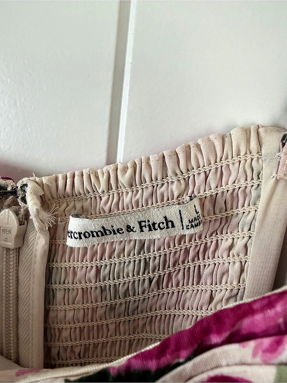 Abercrombie & Fitch Bra-Free Strapless Hardware Maxi Dress Pink & Green - Picture 4 of 4